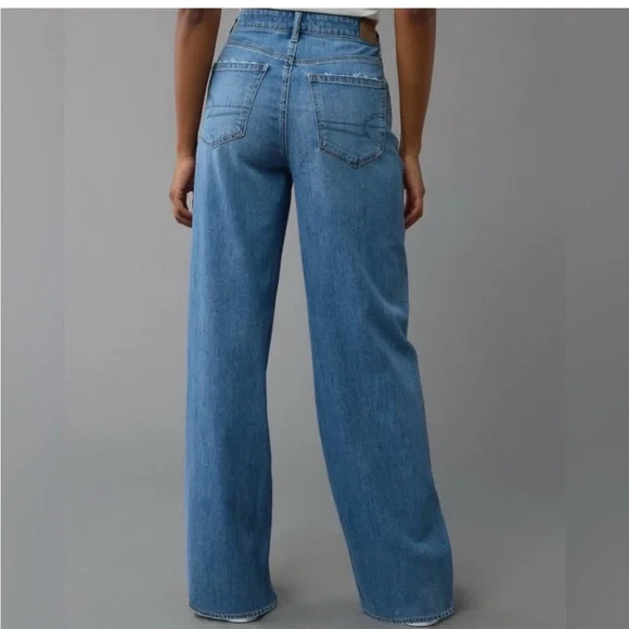 American Eagle Outfitters Super High-Rise Baggy Wide Leg medium blue size 14 reg - Picture 2 of 5